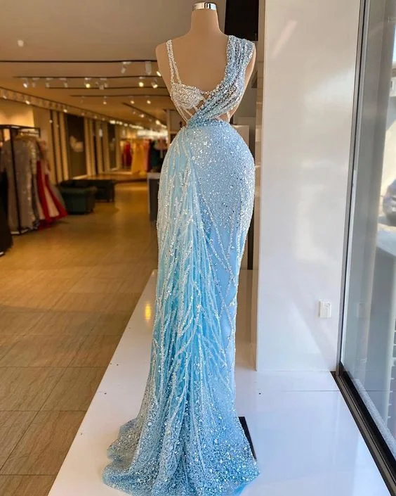 Women's Professional Apparel Blue gorgeous luxury elegant beaded long ball gown evening dress gh2071