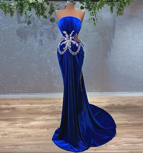 Comfortable Women's Apparel Luxury gorgeous elegant women long evening dress mermaid royal blue ball gown gh2186