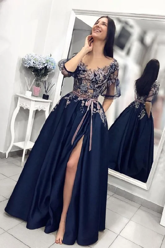 Women's Evening Garments Charming V-Neck Appliques Prom Dresses,Long Prom Dresses,Green Prom Dresses, Evening Dress Prom Gowns, Formal Women Dress,Prom Dress gh2433