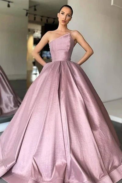 Women's Holiday Attire Ball gown asymmetric off the shoulder ankle length sleeveless ball gown gh2541