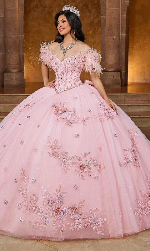 Women's Night-Out Outfit Rachel Allan RQ2186 - Off-Shoulder Feather Detailed Ballgown