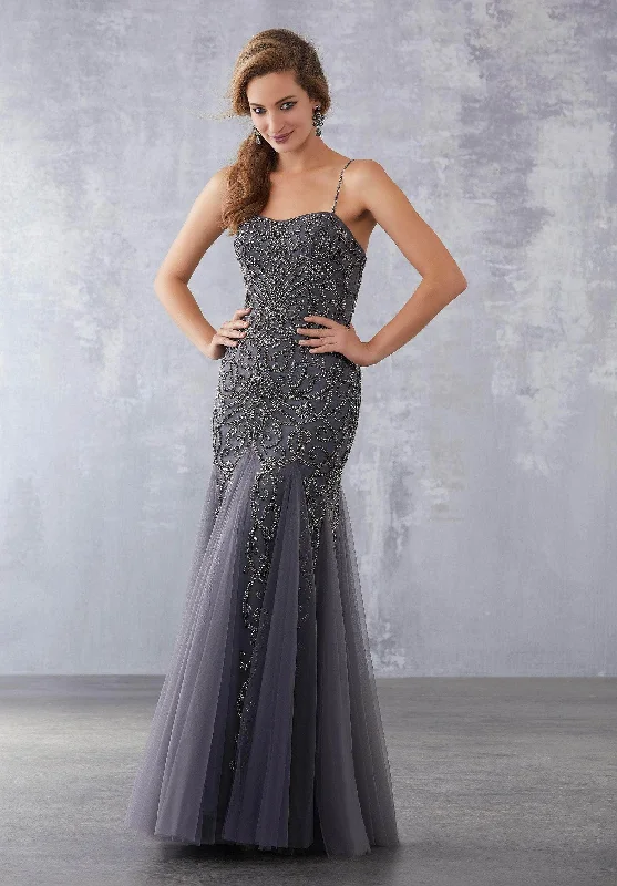 Modern Women's Outfit MGNY By Mori Lee - Sleeveless Beaded Embellished Trumpet Gown 71736