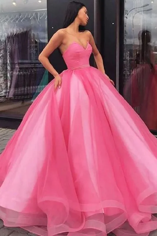 Women's Clothes For Outdoor Events Princess Ball Gown Sweetheart Pink Floor Length Prom/Evening Dress gh1158