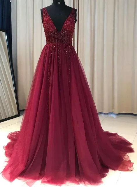 Women's Work Apparel Beaded Prom Dress A-Line, Prom Dresses, Evening Dress, Dance Dress, Graduation School Party Gown  gh2164