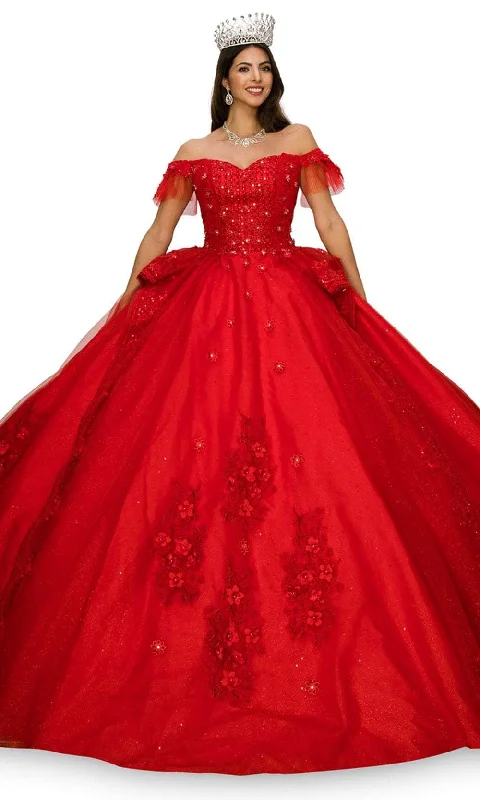 Women's Casual Garments Cinderella Couture 8055J - Off-Shoulder Embellished Ballgown