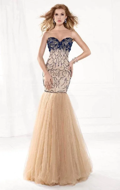 Women's Clothes And Apparel Sets Tarik Ediz MTE92390 - Beaded Illusion Trumpet Prom Gown