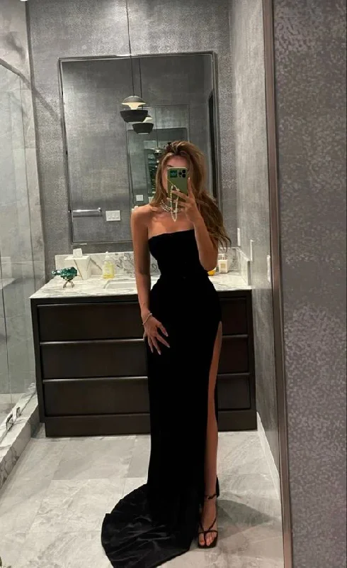 Elegant Clothing For Women Mermaid black ball gown long evening dress gh1069