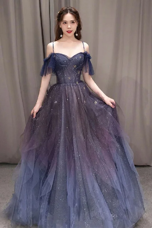 Affordable Women's Attire Purple sweetheart neck tulle long ball gown evening dress gh2625