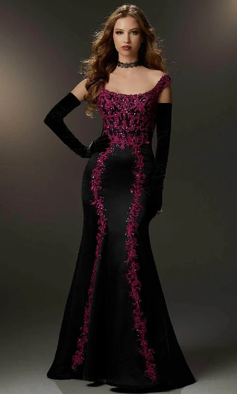 Elegant Women's Fashion Mori Lee 48012 - Embroidered Off-Shoulder Evening Gown