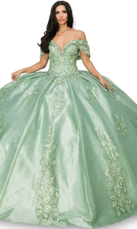 Women's Transitional Garments Cinderella Couture 8045J - Off Shoulder Sequin Lace Ballgown