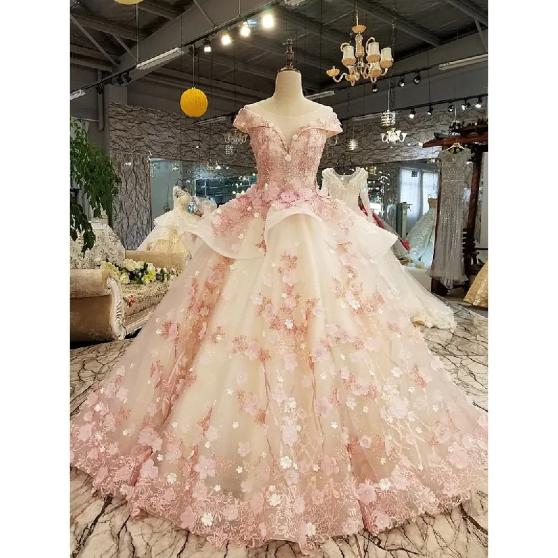 Women's Casual Apparel For Weekends Ingvn Pink Princess Quinceanera Dress Appliques Beads 3D Flowers Prom Party Sweet 16 Ball Gown  gh2074