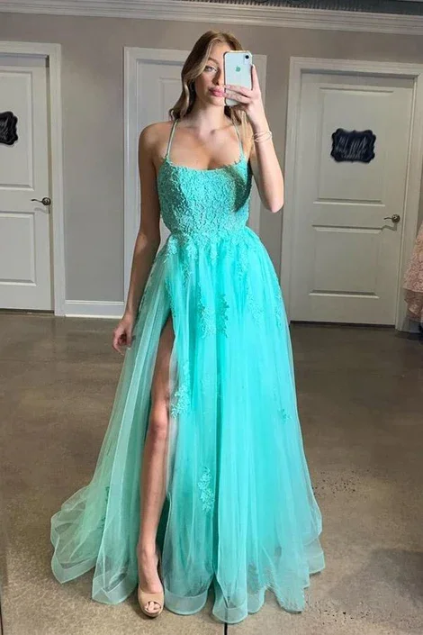 Women's Clothing Apparel Green Prom Dress with Slit, Prom Dresses, Evening Dress, Dance Dress, Graduation School Party Gown  gh2163