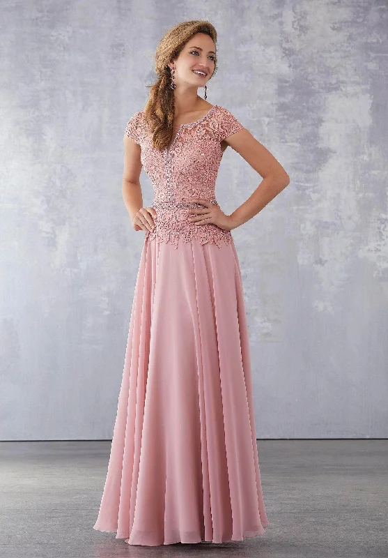 Women's Evening Attire MGNY By Mori Lee - Embellished Lace Bodice Chiffon Gown 71702