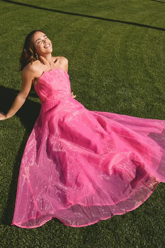 Women's Party Outfit Strapless Hot Pink Long Prom Dress Evening Gown  gh2970