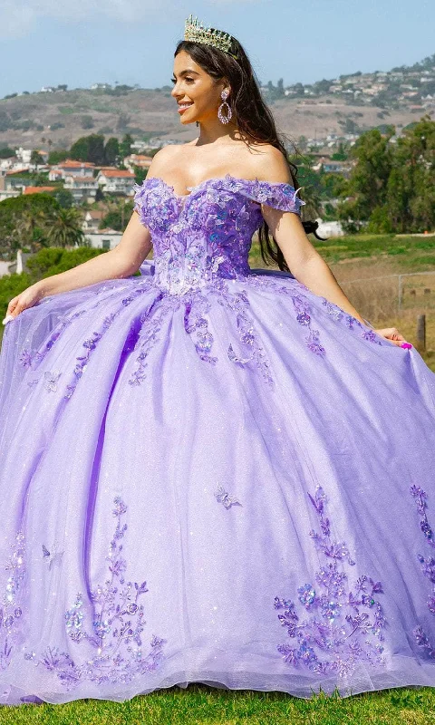 Women's Attire Cinderella Couture 8111J - Butterfly Embellished Glitter Ballgown