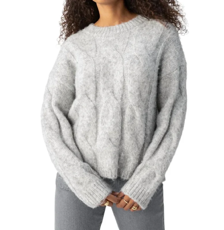 Women's Evening Attire Cozy Cable Crew Sweater In Grey