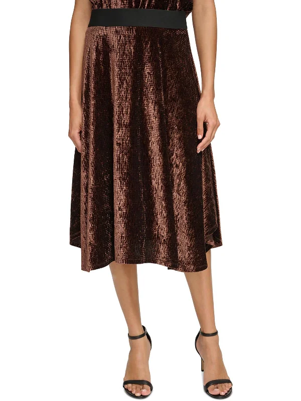 Modern Women's Fashion with Vintage Touches Womens Velvet Long A-Line Skirt