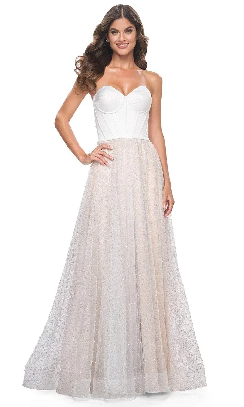 Women's Evening Wear Attire La Femme 32149 - Pearl Accented A-Line Prom Gown