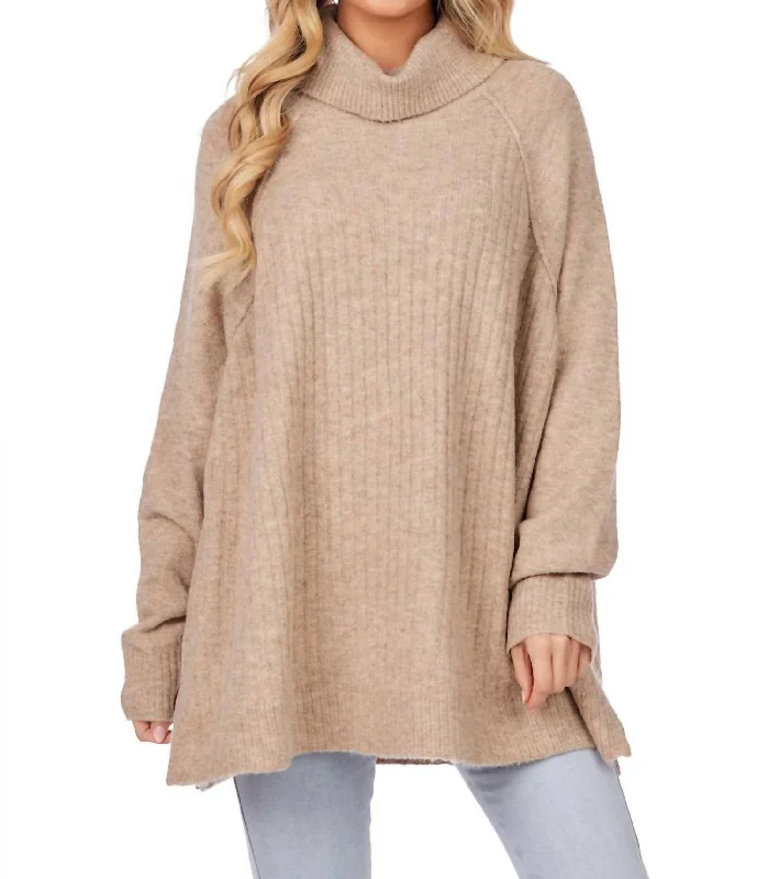 Women's Evening Apparel Freddie Ribbed Sweater In Tan