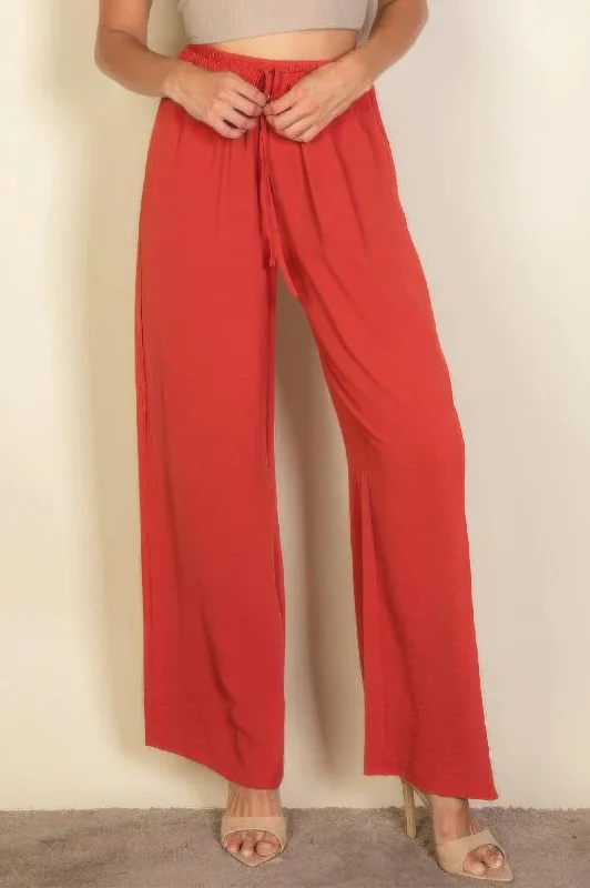 Women's Apparel And Garments Drawstring Waist Wide Leg Minimalist Pants