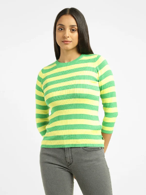 Women's Cozy Winter Attire Women's Striped Crew Neck Sweater