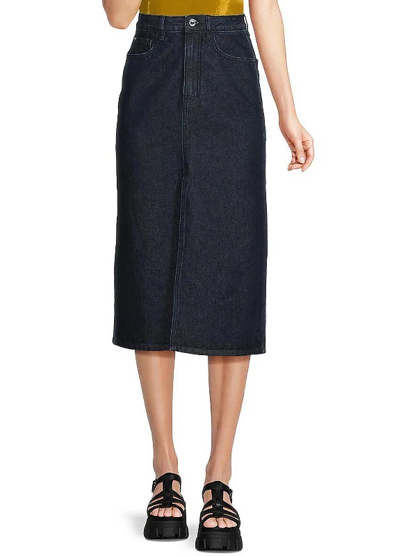 Online Boutiques Clothing Womens Denim High Rise Midi Skirt