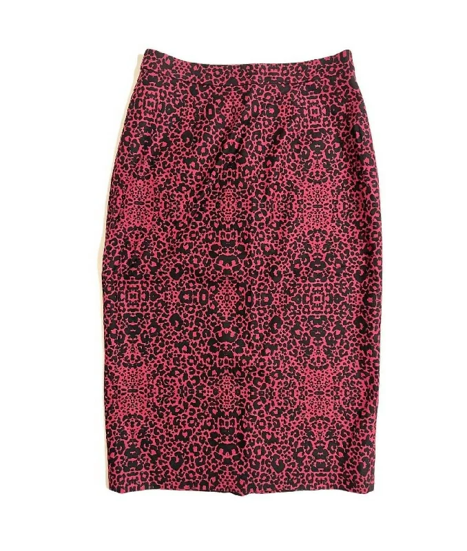 Comfortable Women's Outfits Women's Above Knee Stretch Leopard Print Pencil Skirt In Black, Red