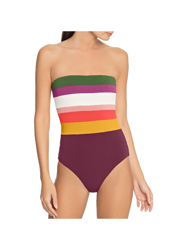 Women's Stylish Professional Apparel Suzie Womens Striped Strapless One-Piece Swimsuit