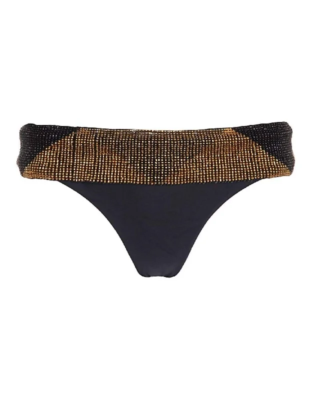 Women's Clothing For Travel Women Intimate Lingerie Belted Teeny Bikini Panty Underwear In Black Gold