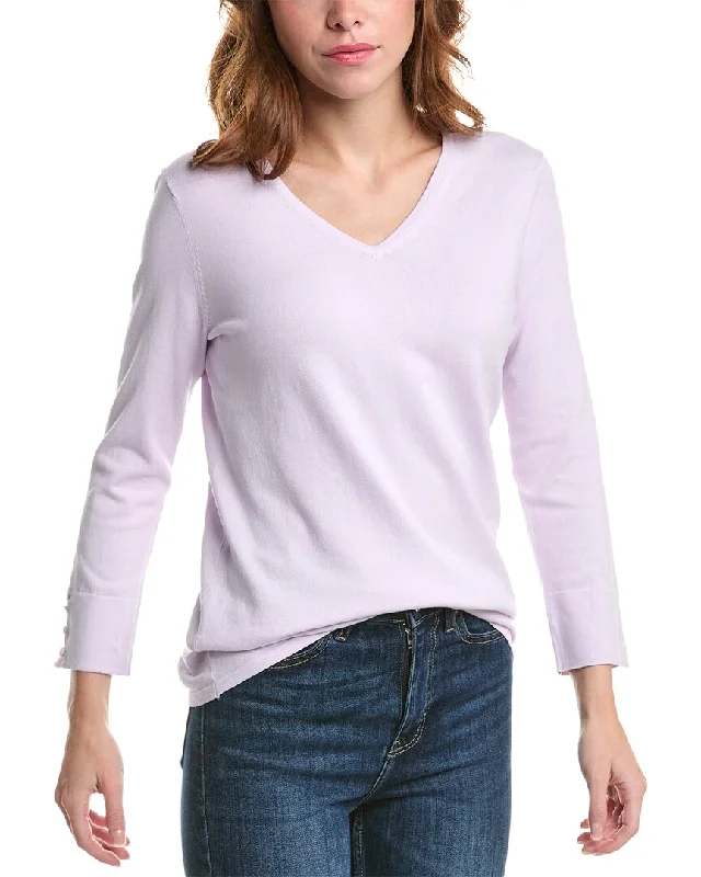 Luxury Women's Clothing Edinburgh Knitwear Classic V-Neck Sweater