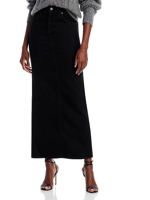 Clothing Sales Womens Mid Rise Long Denim Skirt