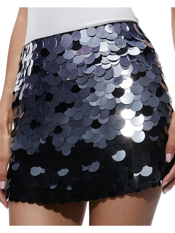 High-End Women's Apparel Rubi Womens Paillettes Metallic Mini Skirt