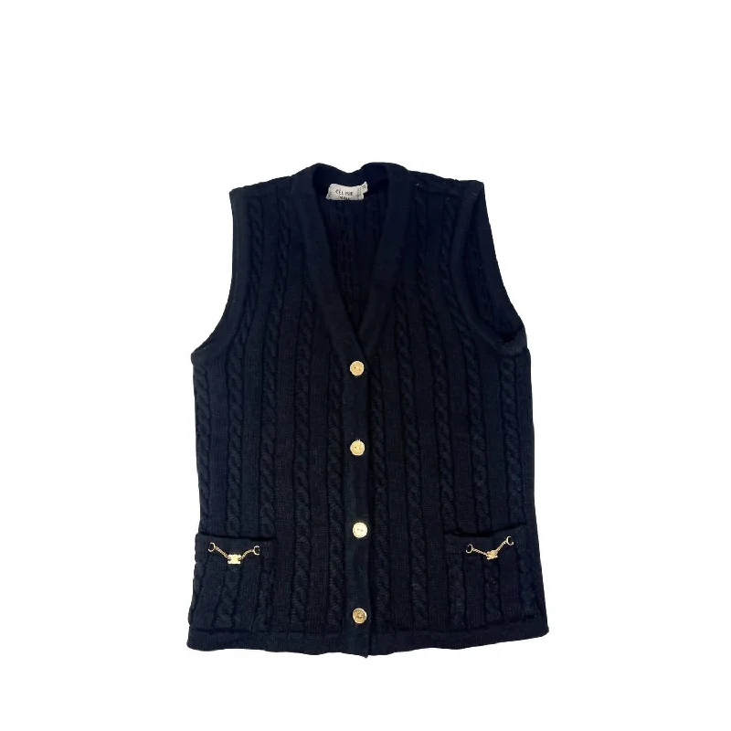 Women's Clothing And Garments Sets Pre-Loved Women's Cableknit Sport Vest In Black