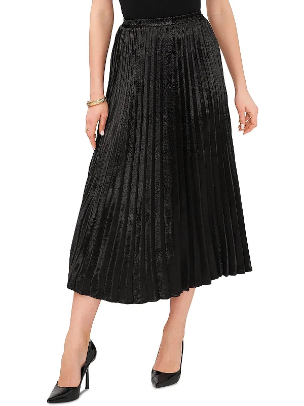 Comfortable Casual Women's Clothing Womens Pleated Mid Calf Midi Skirt