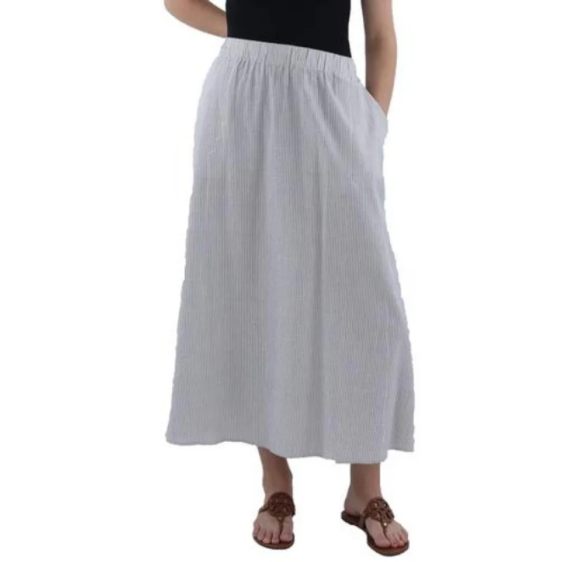 Comfortable Women's Clothing Plus Womens Organic Linen Striped Maxi Skirt