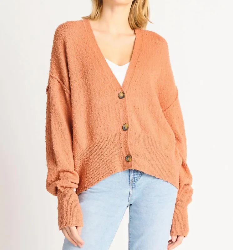 Women's Occasion Wear Clothing Boucle Button Front Cardigan In Orange