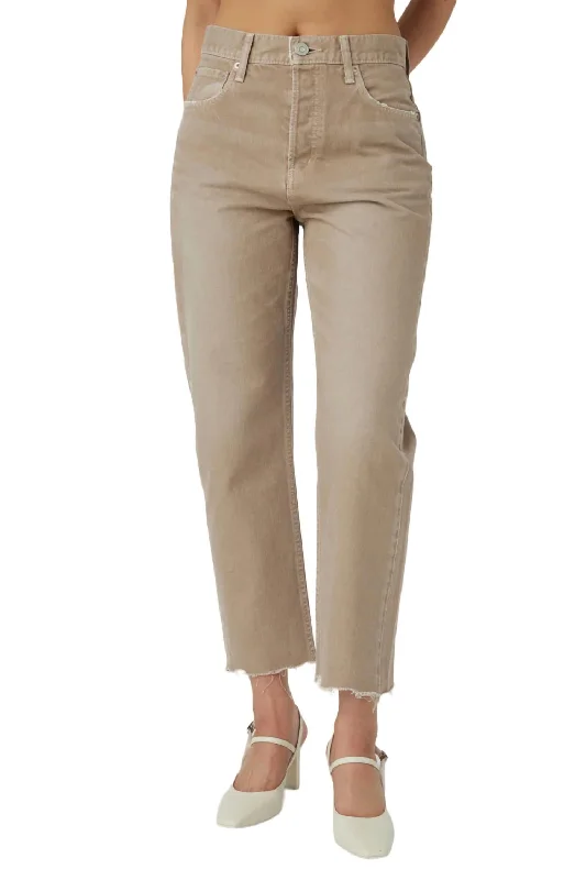 Women's Travel Outfit Set Herminie Wide Cropped Straight Jean In Light Brown