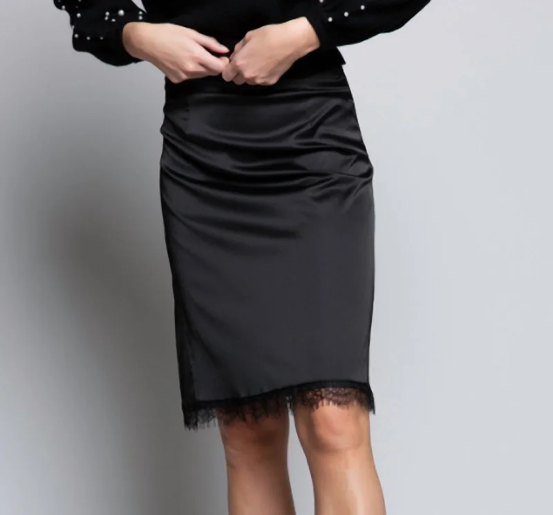 Women's Cozy Clothes Dressy Silk Skirt In Black