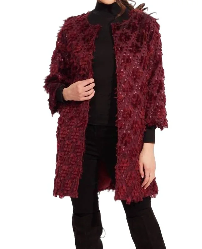 Affordable Women's Fashion Car Coat In Sangria Fizz