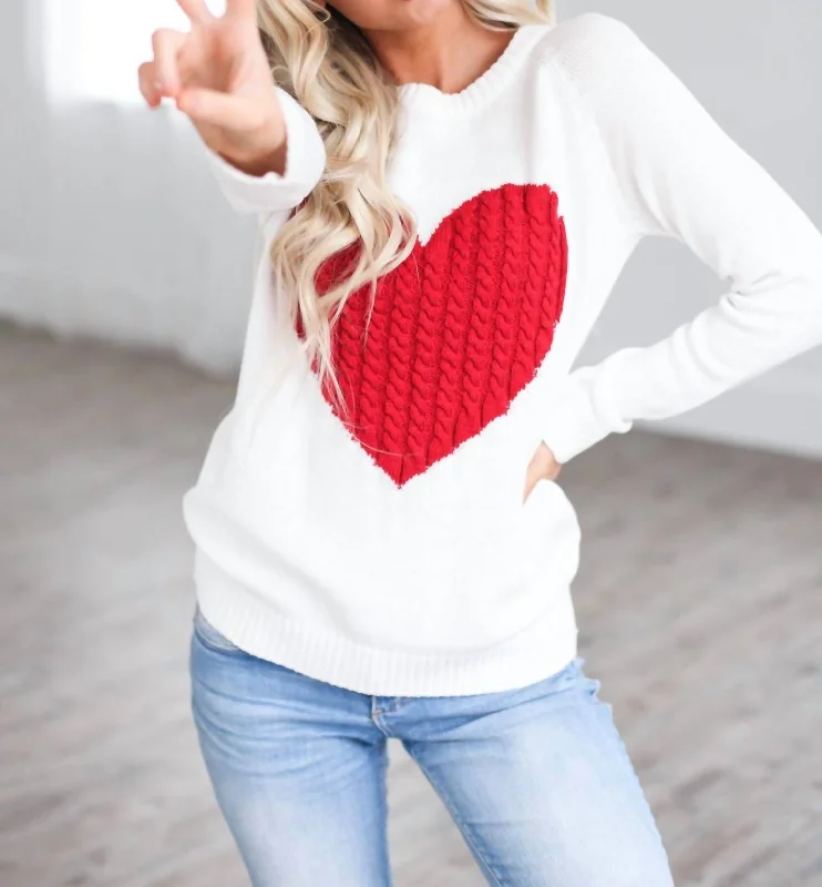 Women's Evening Wear Outfit Luxe Love Sweater In Ivory/red