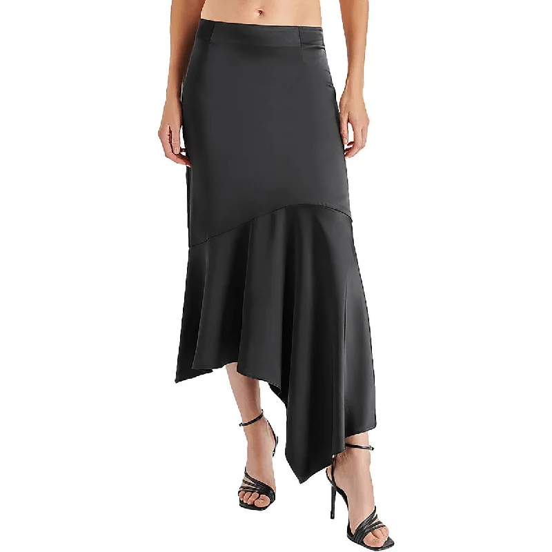 Early Bird Offer Womens Asymmetric Hidden Back Zipper Maxi Skirt