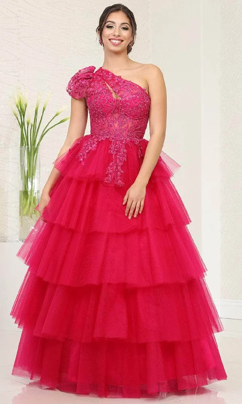 Women's Chic Outerwear Outfit May Queen RQ8119 - One Shoulder Ruffled Ballgown