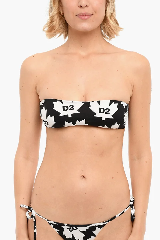 Women's Party Clothes Dsquared2 Bikini Bandeau Bra with Monogram Print