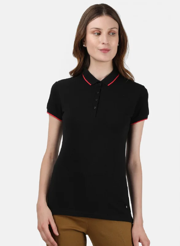 Fashion-forward Women's Wear Womens Black Plain T-Shirt