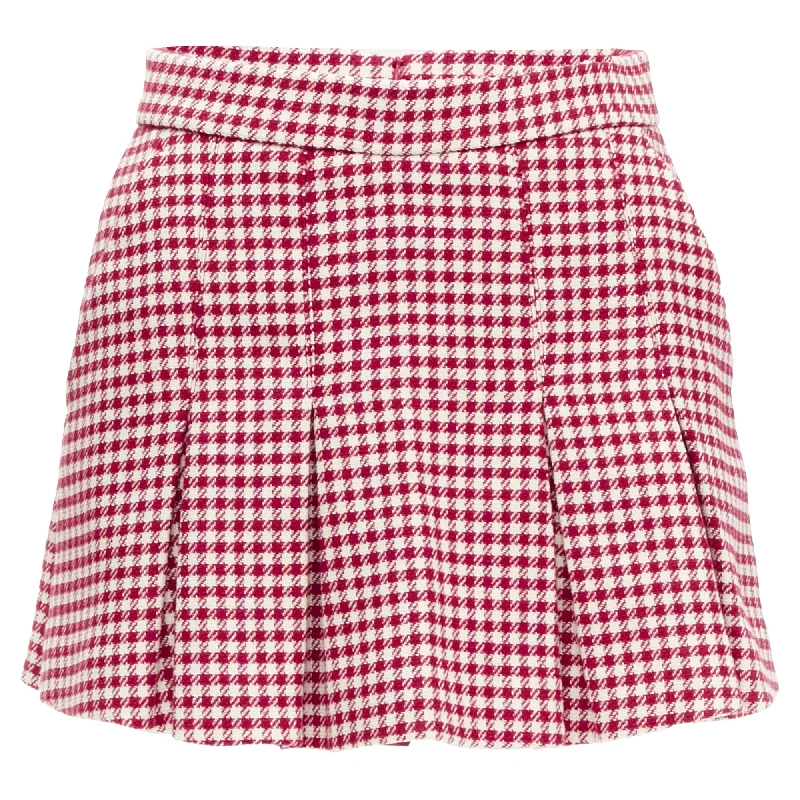 Women's Clothing For Holiday Travel Valentino Garavani wool blend gingham pleated high waist skorts