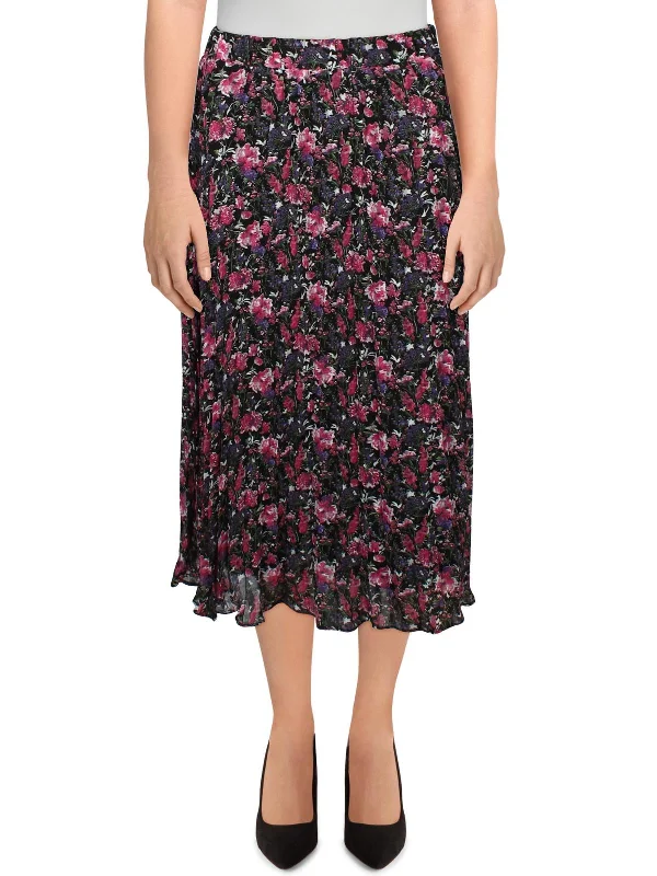 Clothing Woman Rose Womens Floral Long Pleated Skirt