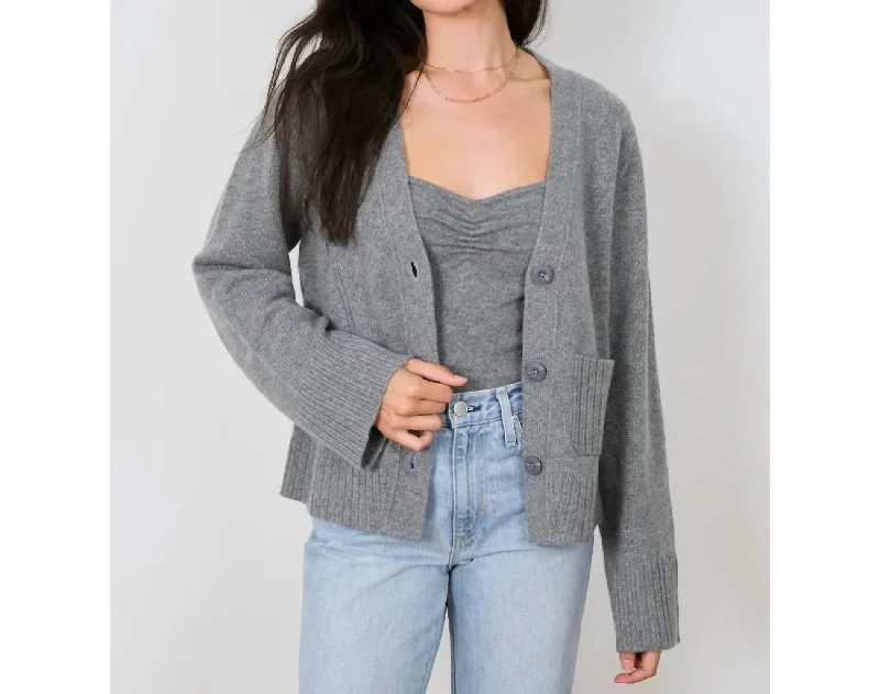 Women's Professional Apparel Larkspur Cashmere Cardigan In Grey