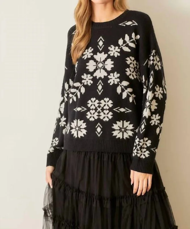 Clothing Sale Winter Dreams Sweater In Black & Ivory