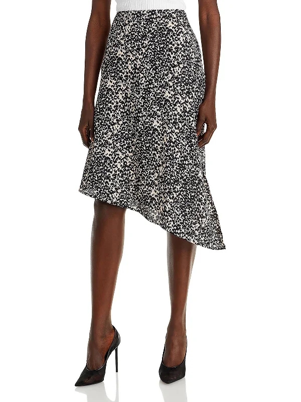 Outlet Clothing Womens Knee-Length Animal Print Asymmetrical Skirt