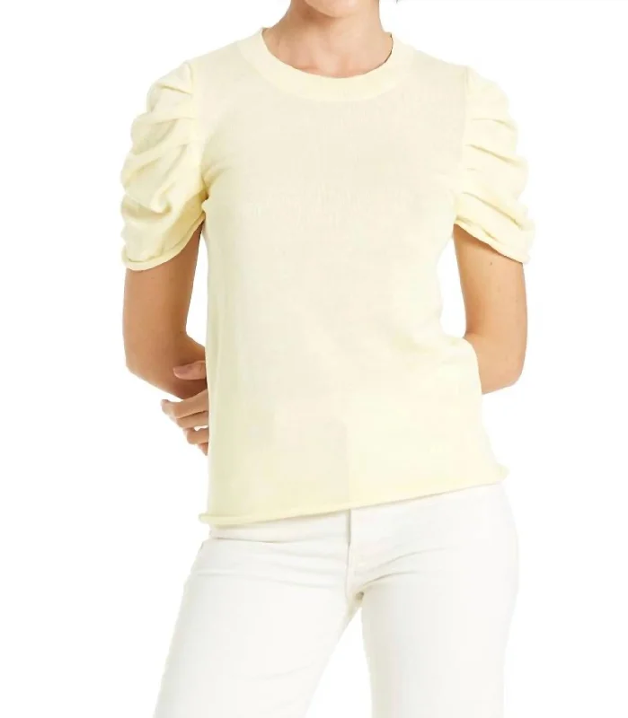 Women's Tops And Clothing Nahla Puff Sleeve Sweater In Pale Lemon